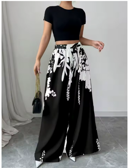 Pantalon ancho con estampado tropical | N&M