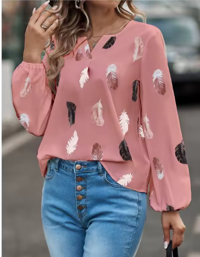 Blusa estampada de plumas | N&M
