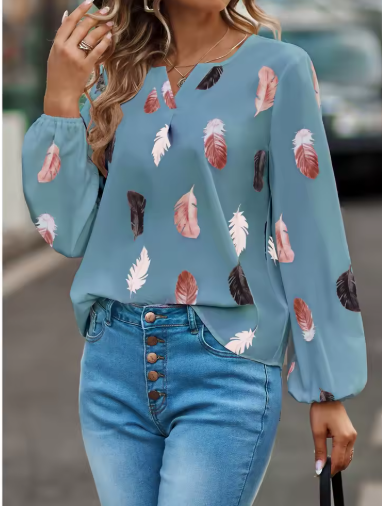 Blusa estampada de plumas | N&M